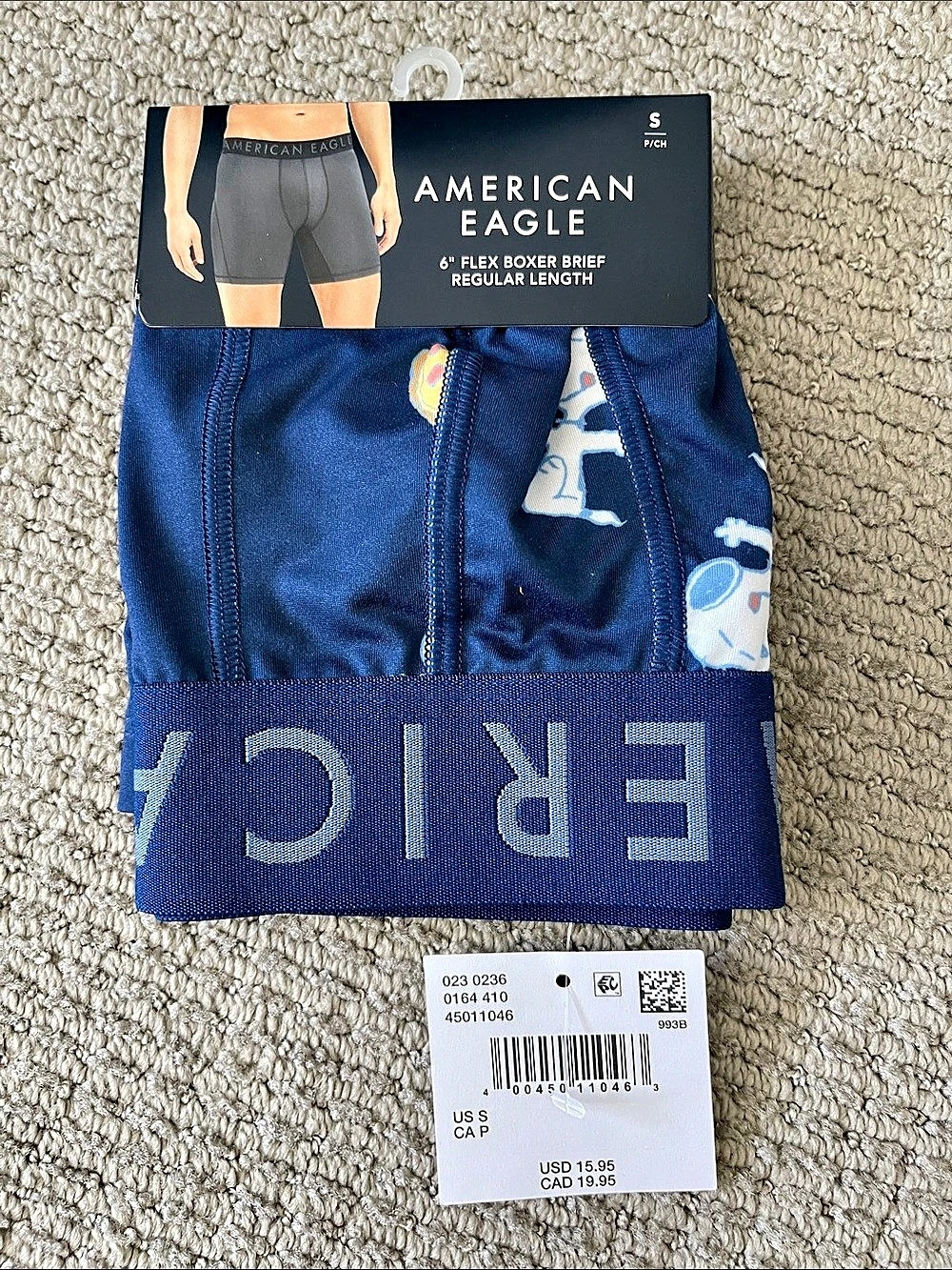 American Eagle Snoopy Flex Boxer Brief Size S Blue Boxer Briefs NWT